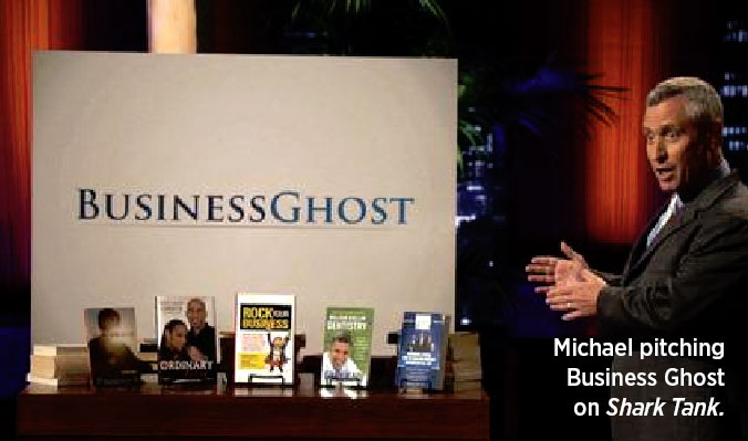 Michael pitching Business Ghost on Shark Tank